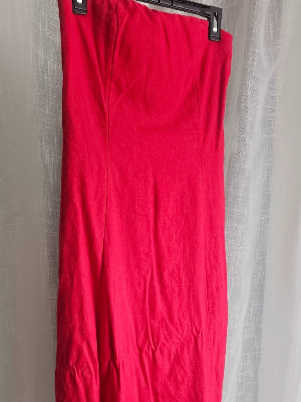 The Drop Carlota Maxi Linen Strapless Dress with pockets Red Size S NWT